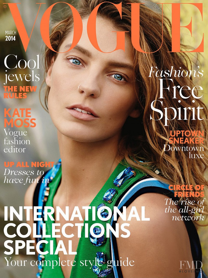 Daria Werbowy featured on the Vogue UK cover from March 2014