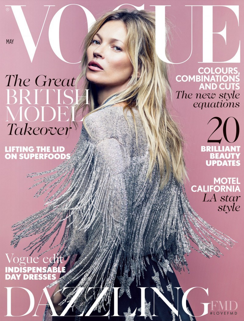 Kate Moss featured on the Vogue UK cover from May 2014