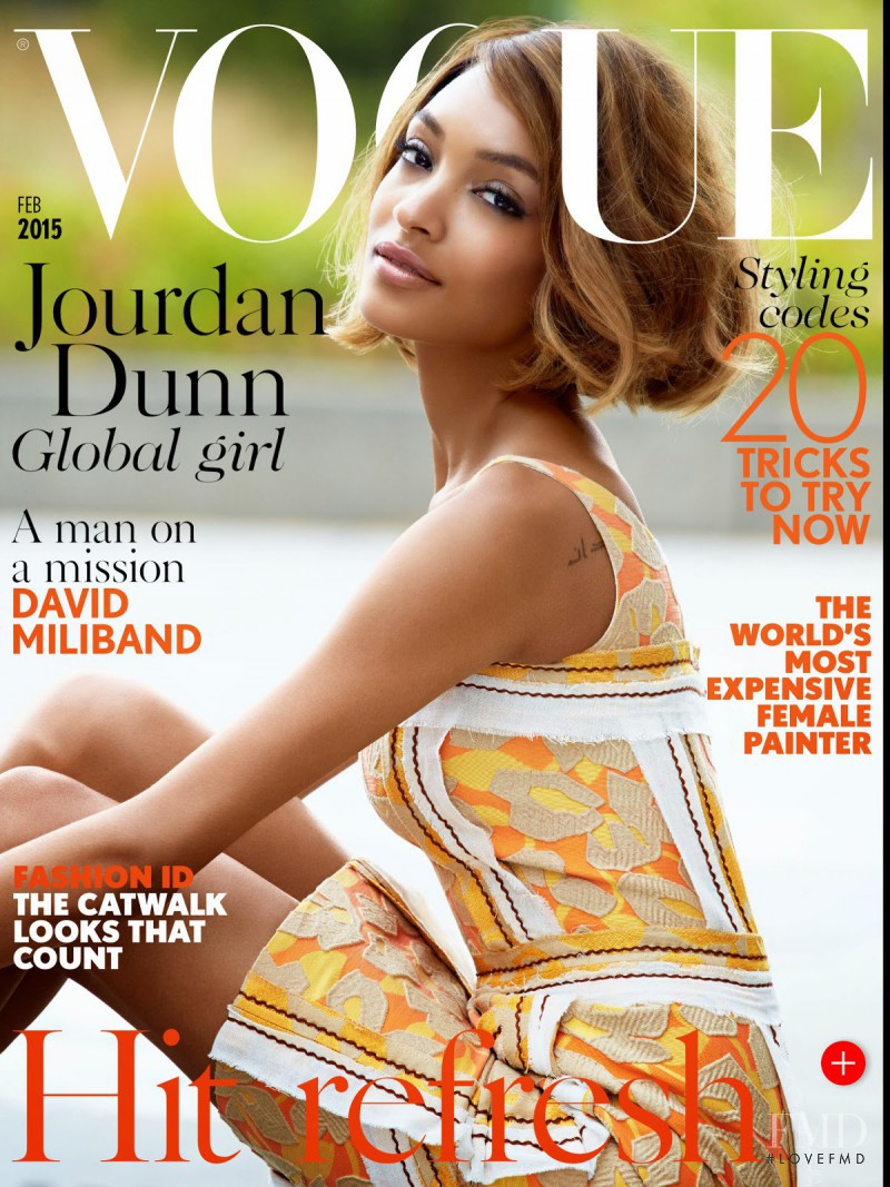Jourdan Dunn featured on the Vogue UK cover from February 2015