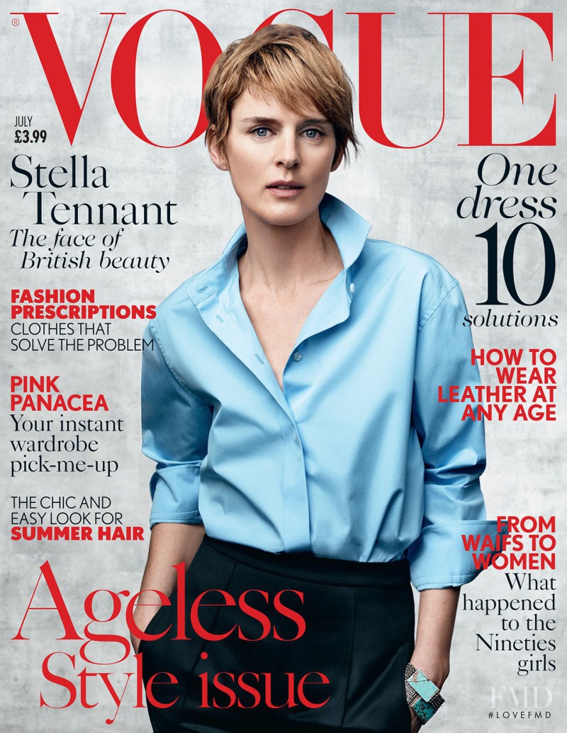 Stella Tennant featured on the Vogue UK cover from July 2015