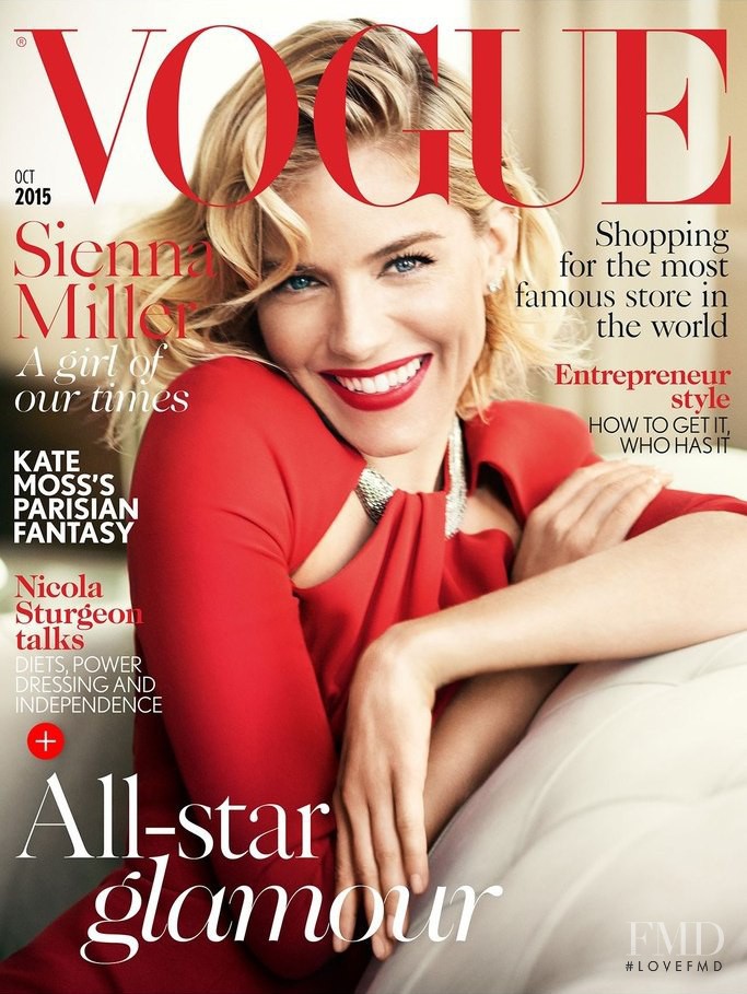 Sienna Miller featured on the Vogue UK cover from October 2015