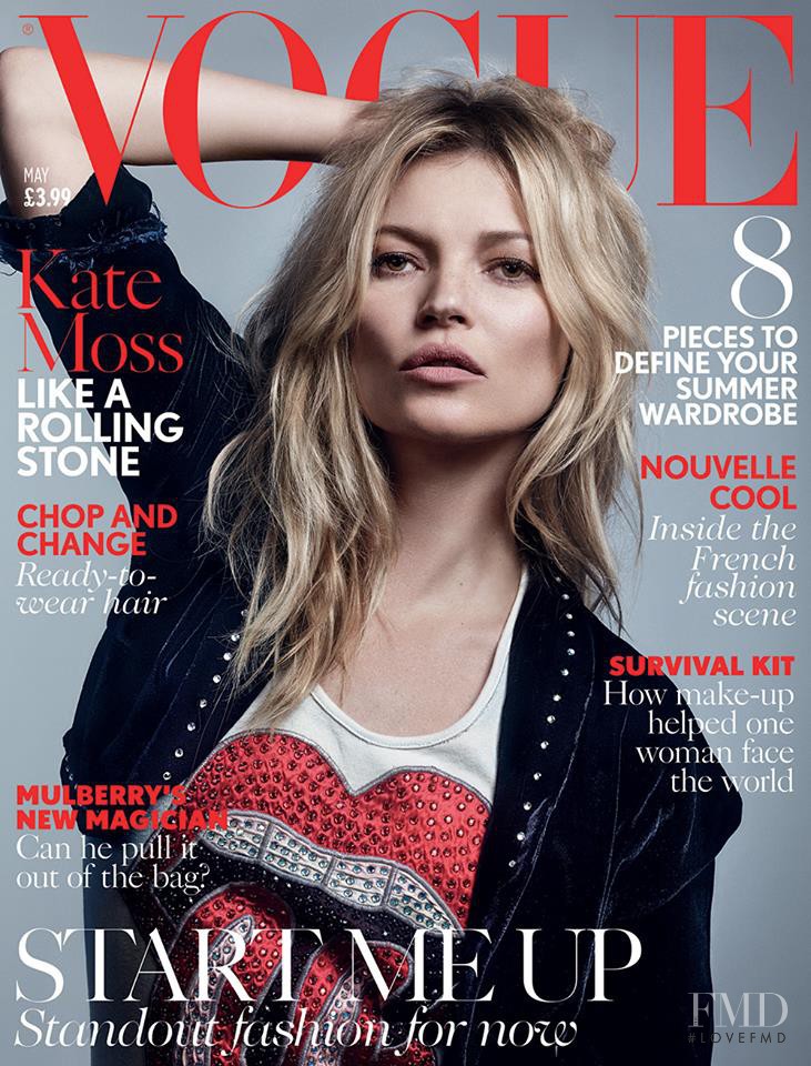 Kate Moss featured on the Vogue UK cover from May 2016
