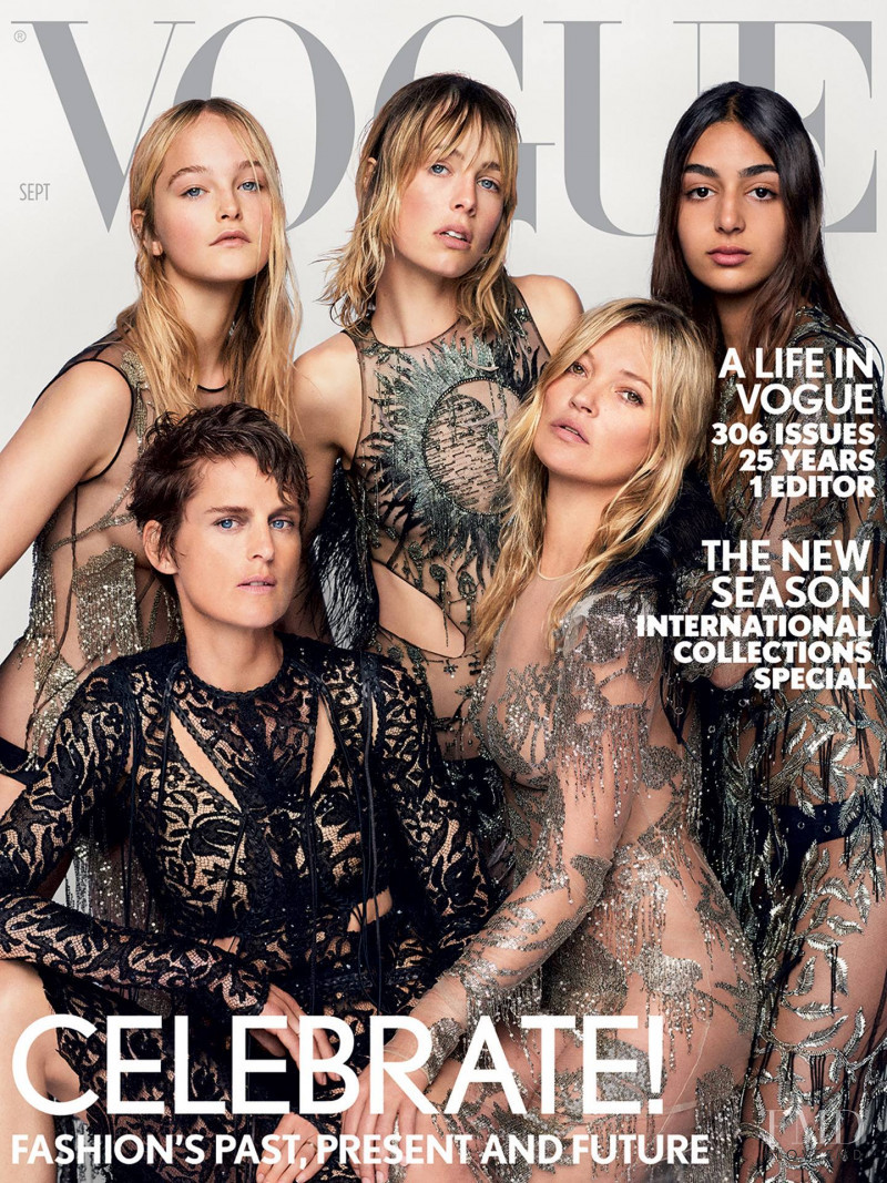 Kate Moss, Stella Tennant, Edie Campbell, Jean Campbell, Nora Attal featured on the Vogue UK cover from September 2017