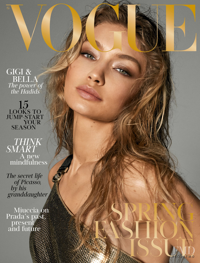 Gigi Hadid featured on the Vogue UK cover from March 2018