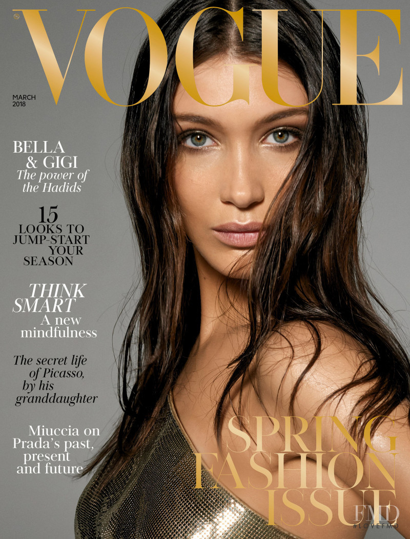 Bella Hadid featured on the Vogue UK cover from March 2018