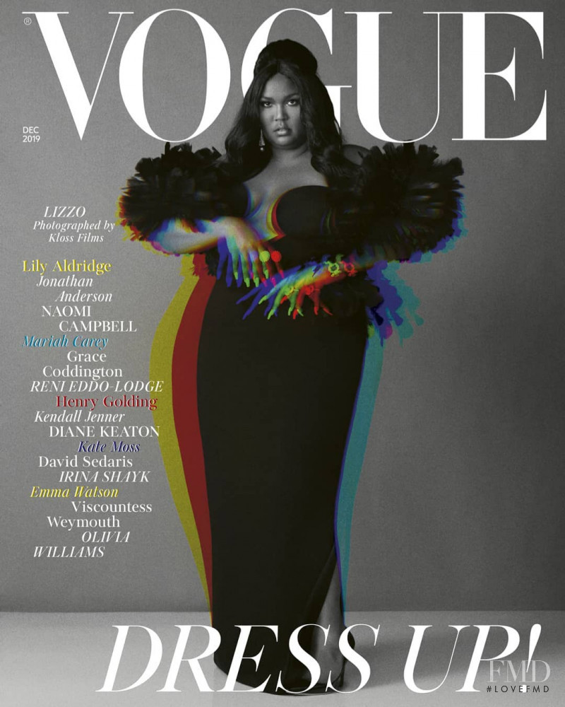 Lizzo featured on the Vogue UK cover from December 2019