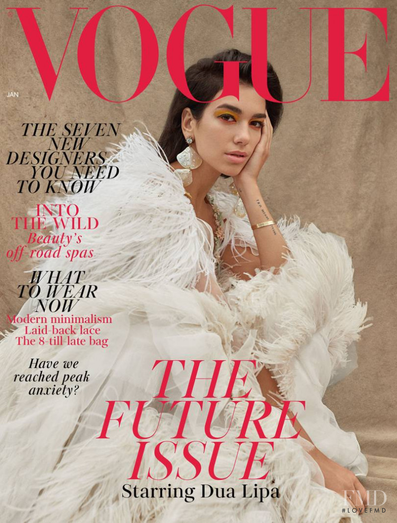 Dua Lipa featured on the Vogue UK cover from January 2019