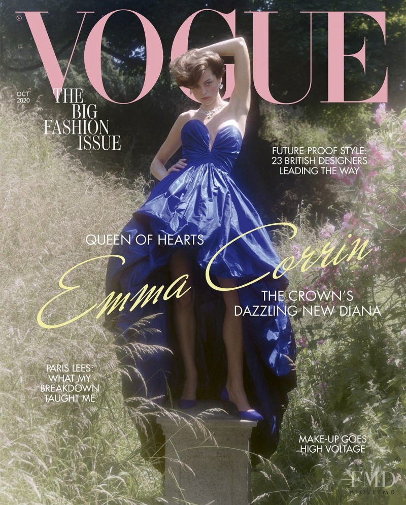 Emma Corrin featured on the Vogue UK cover from October 2020