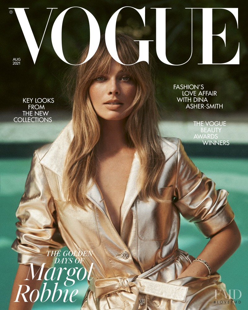 Margot Robbie featured on the Vogue UK cover from August 2021
