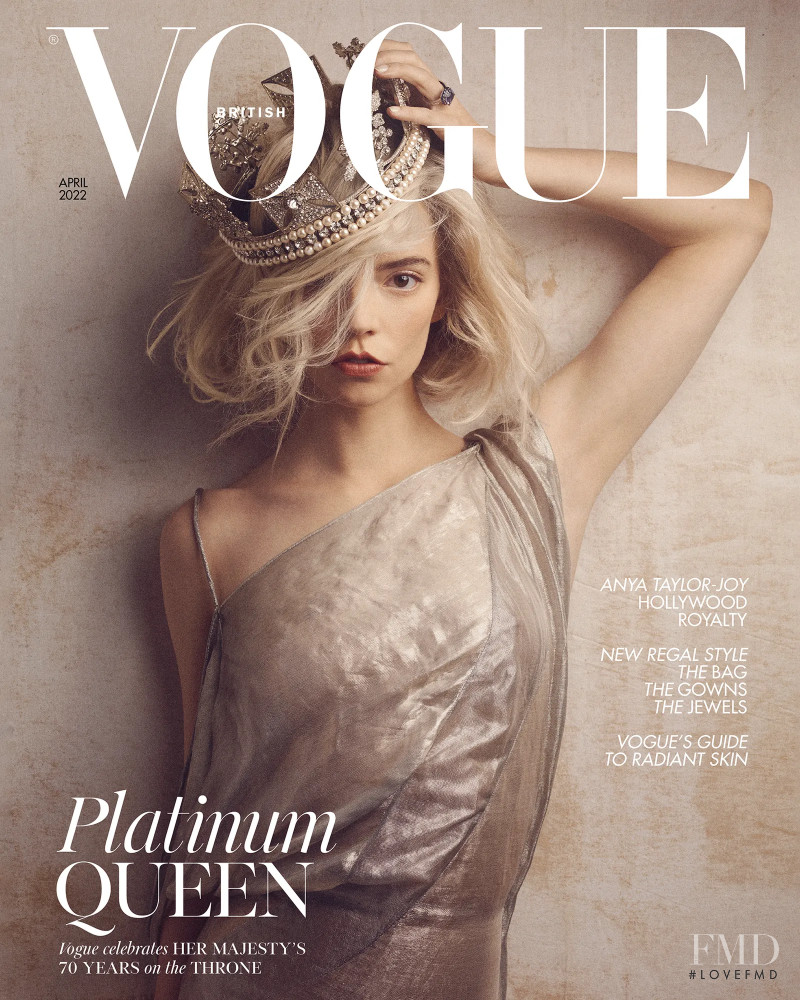 Anya Taylor-Joy featured on the Vogue UK cover from April 2022
