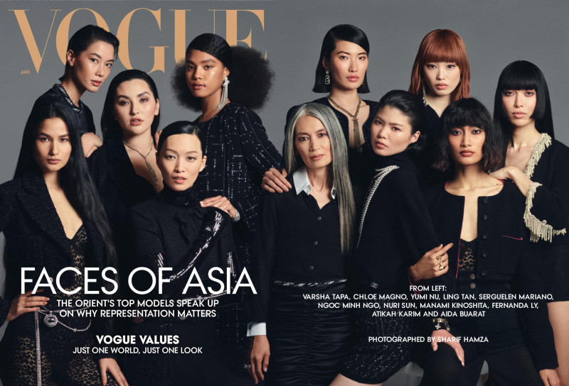 Ngoc Minh Ngo featured on the Vogue UK cover from January 2022