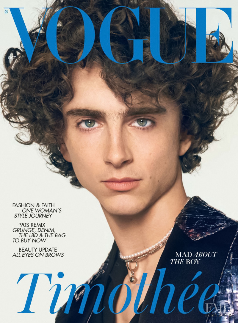 Timothée Chalamet featured on the Vogue UK cover from October 2022