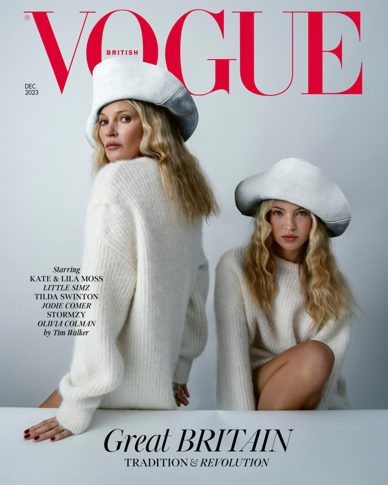 Kate Moss, Lila Grace Moss featured on the Vogue UK cover from December 2023