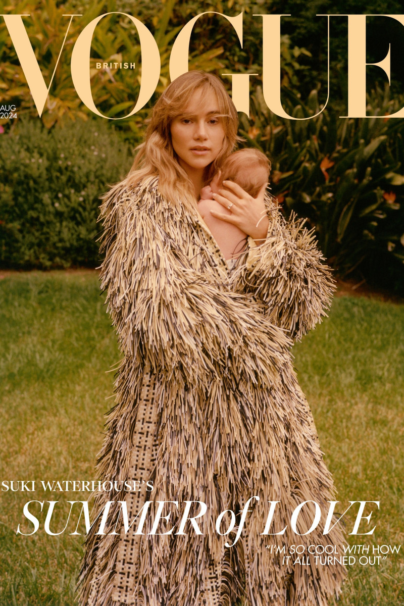 Suki Alice Waterhouse featured on the Vogue UK cover from August 2024