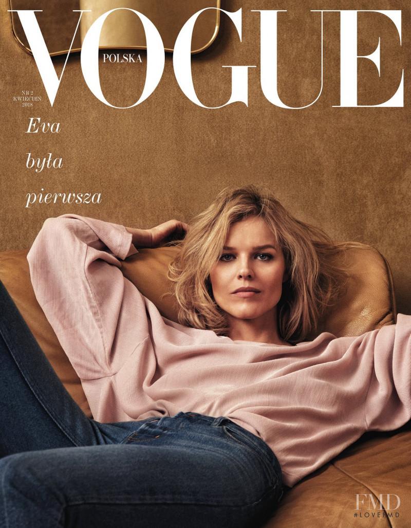 Eva Herzigova featured on the Vogue Poland cover from April 2018