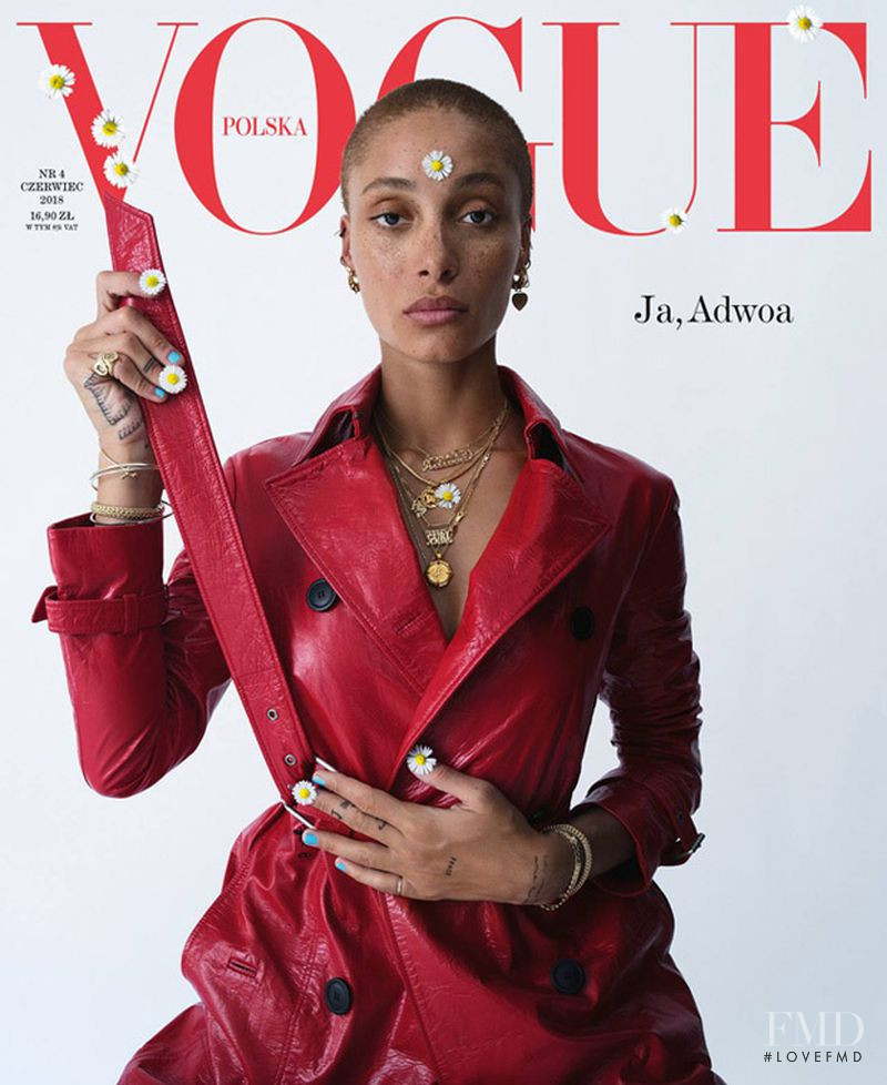 Adwoa Aboah featured on the Vogue Poland cover from June 2018