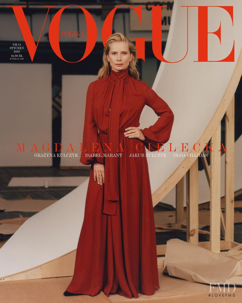Magdalena Cielecka featured on the Vogue Poland cover from January 2019