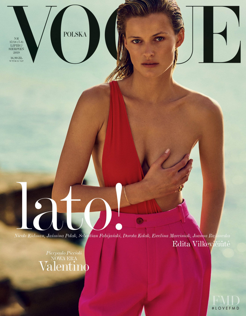 Edita Vilkeviciute featured on the Vogue Poland cover from July 2019