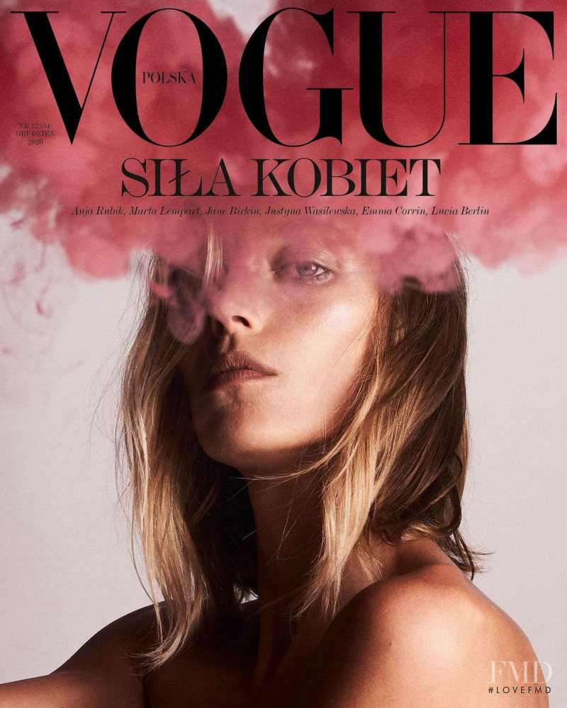 Anja Rubik featured on the Vogue Poland cover from December 2020