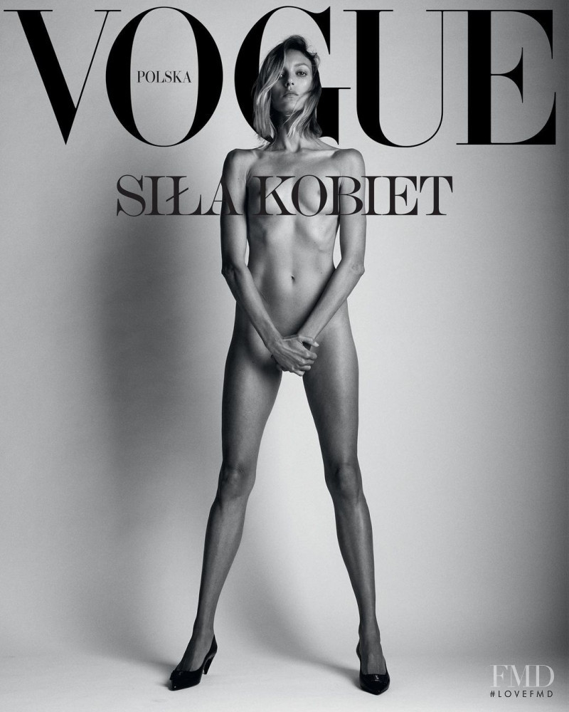 Anja Rubik featured on the Vogue Poland cover from December 2020