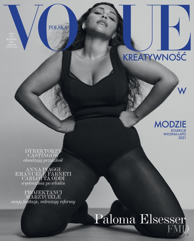 Paloma Elsesser featured on the Vogue Poland cover from March 2021