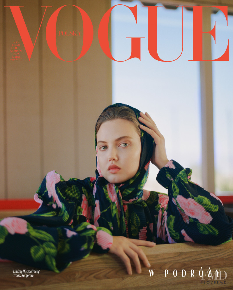 Lindsey Wixson featured on the Vogue Poland cover from August 2022