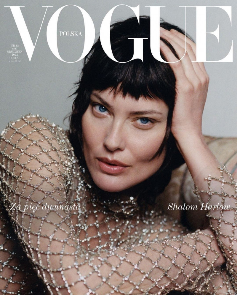 Shalom Harlow featured on the Vogue Poland cover from December 2022