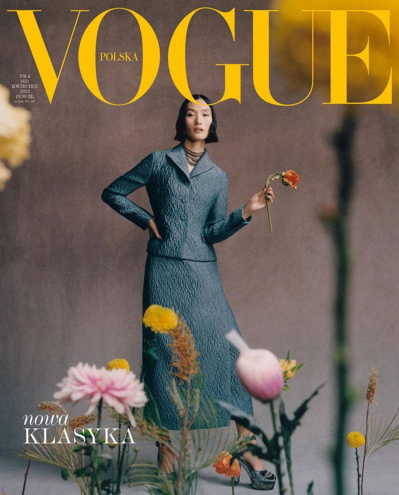 Lina Zhang featured on the Vogue Poland cover from April 2023