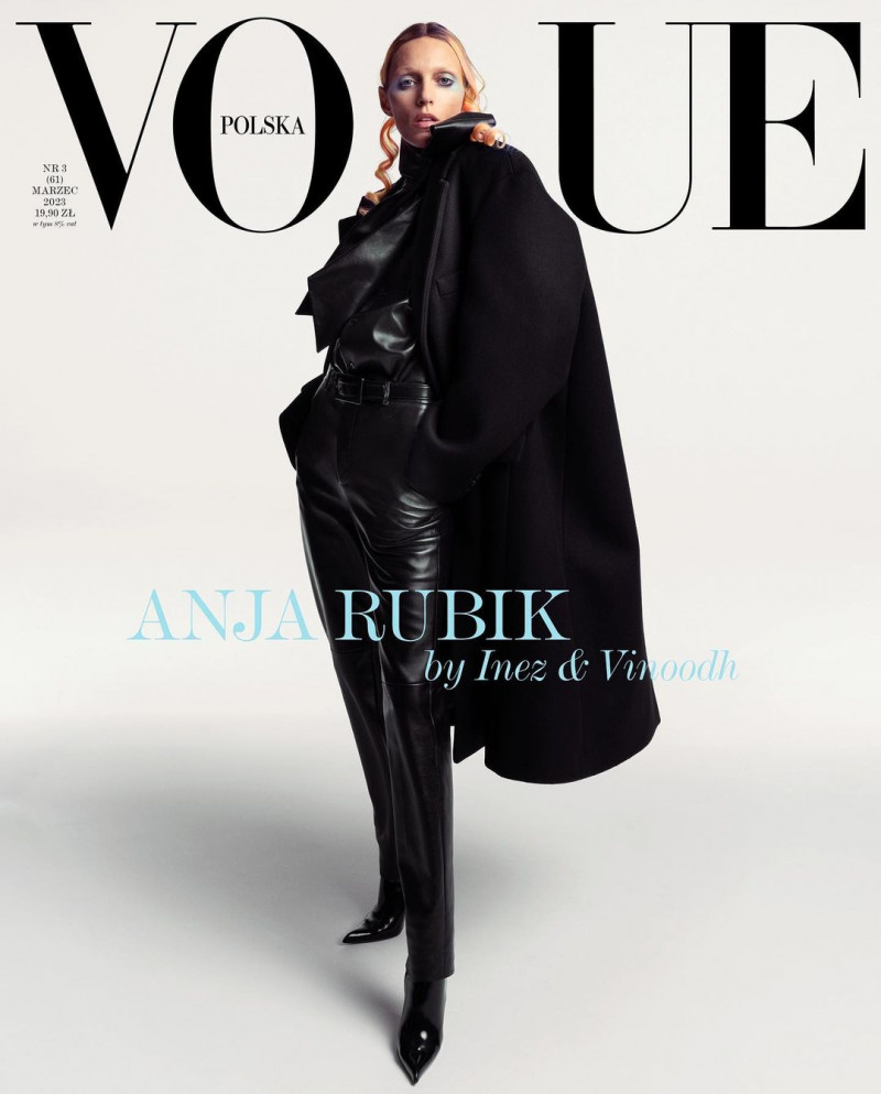 Anja Rubik featured on the Vogue Poland cover from March 2023