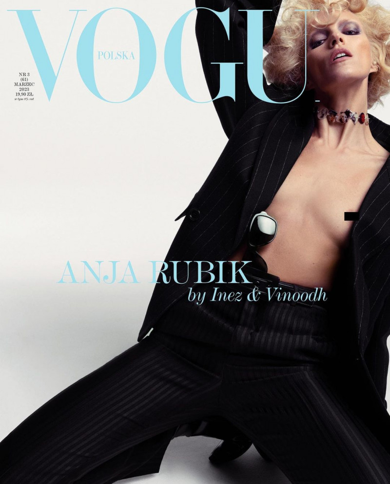 Anja Rubik featured on the Vogue Poland cover from March 2023