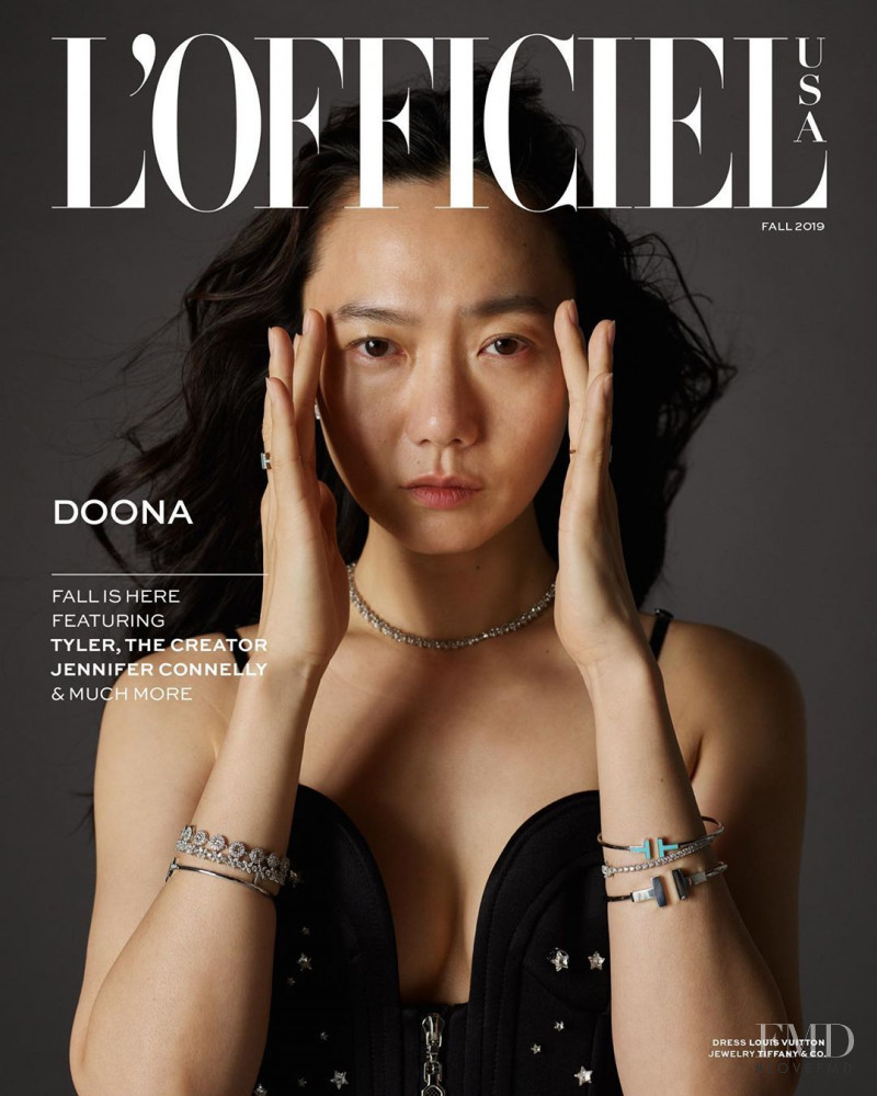 Bae Doona featured on the L\'Officiel USA cover from October 2019