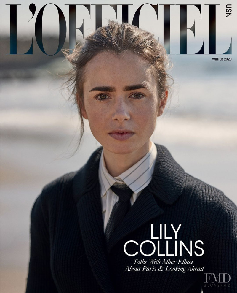 Lily Collins featured on the L\'Officiel USA cover from December 2020