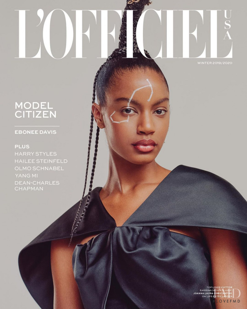 Ebonee Davis featured on the L\'Officiel USA cover from February 2020