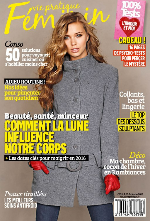Sandra Kubicka featured on the Vie Pratique Féminin cover from February 2016