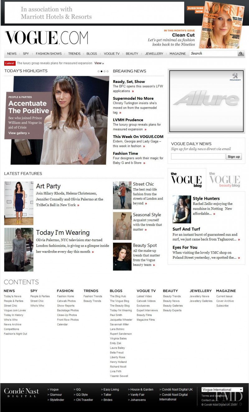  featured on the Vogue.co.uk screen from April 2010