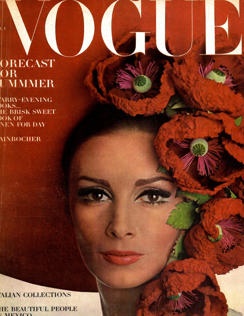 Wilhelmina Cooper  featured on the Vogue USA cover from April 1965