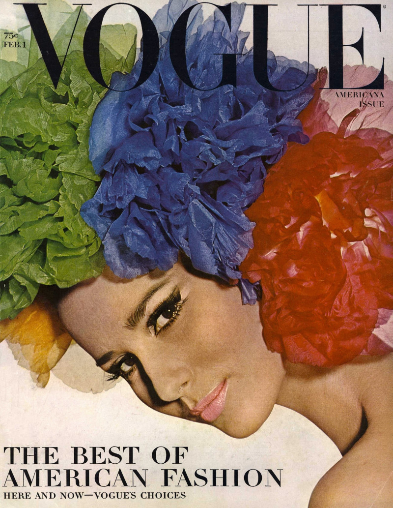 Brigitte Bauer featured on the Vogue USA cover from February 1965