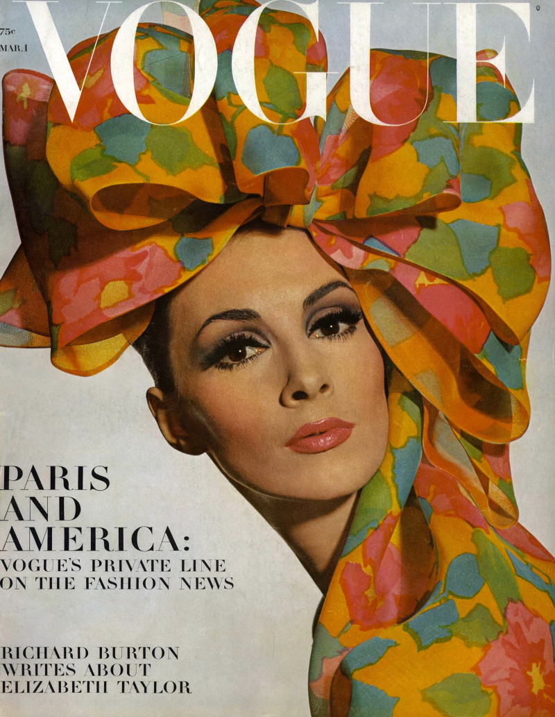 Wilhelmina Cooper featured on the Vogue USA cover from March 1965