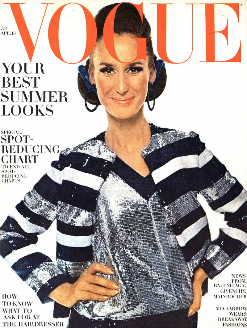 Brigitte Bauer  featured on the Vogue USA cover from April 1966