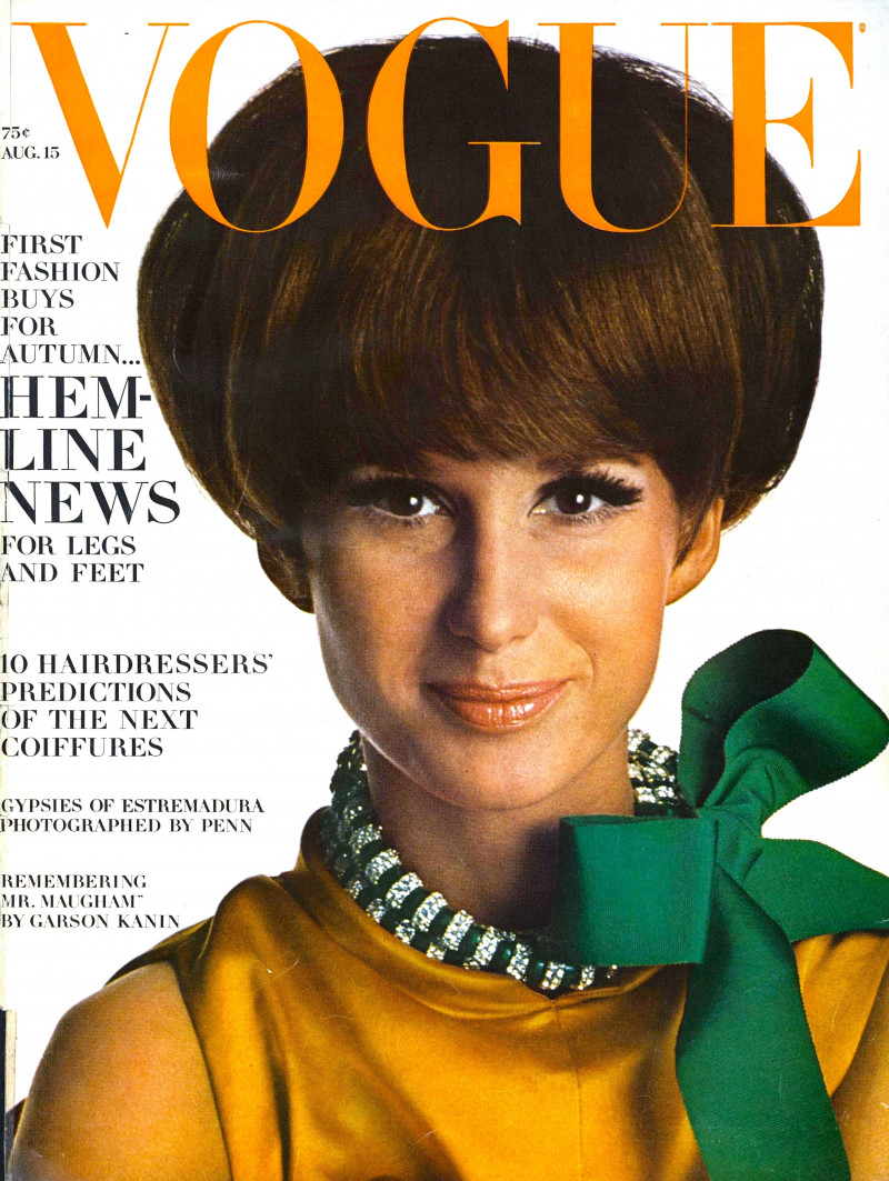 Brigitte Bauer featured on the Vogue USA cover from August 1966