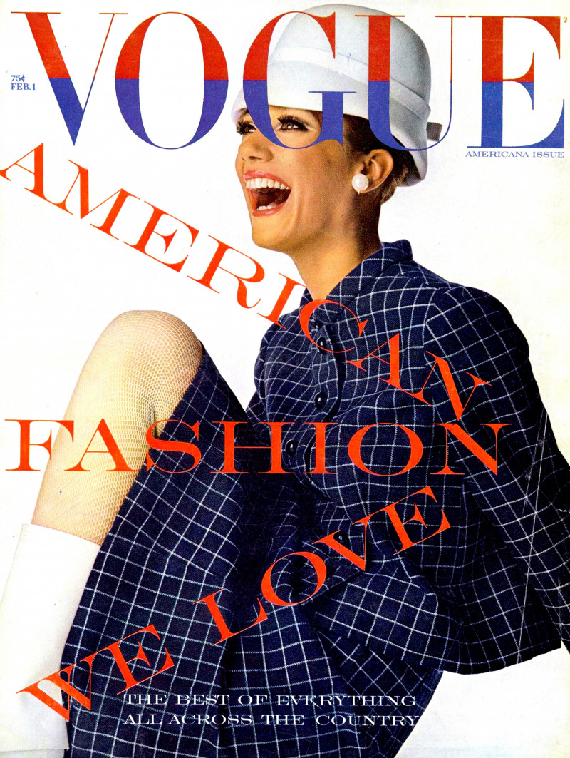 Marisa Berenso featured on the Vogue USA cover from February 1966