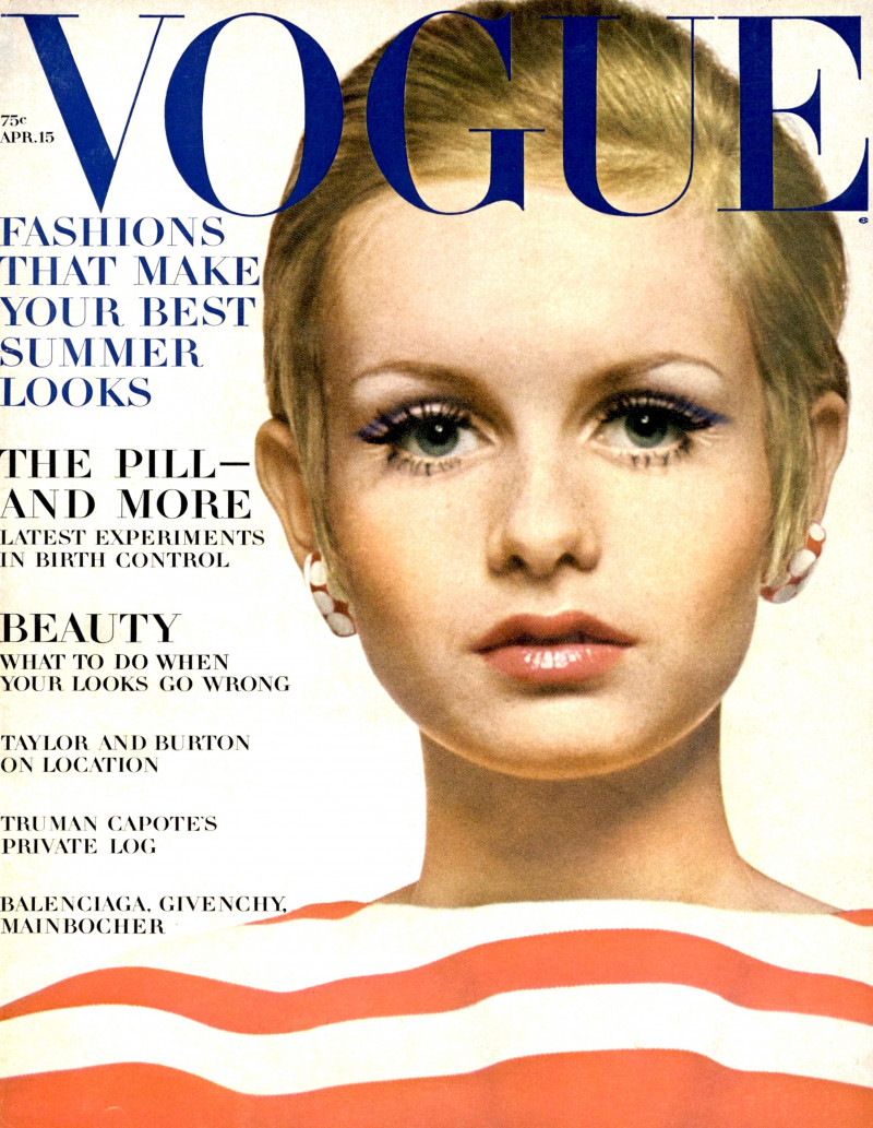 Twiggy Lawson featured on the Vogue USA cover from April 1967