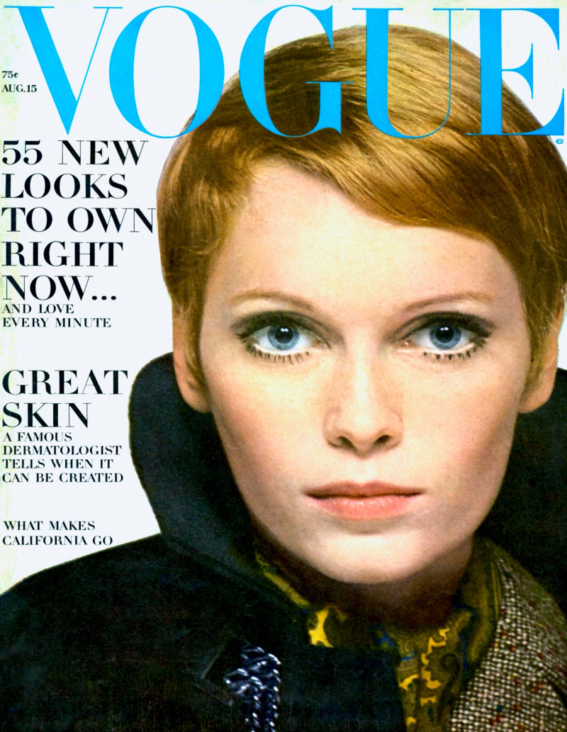 Mia Farrow featured on the Vogue USA cover from August 1967