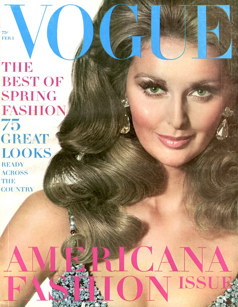 Samantha Jones featured on the Vogue USA cover from February 1967