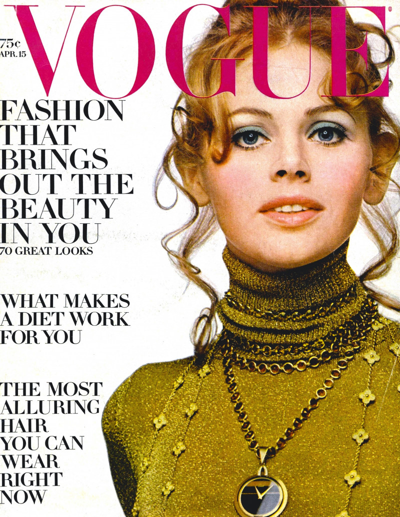 Brit Ekland featured on the Vogue USA cover from April 1969