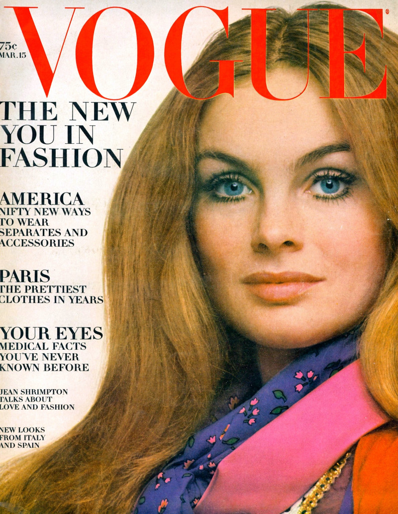 Jean Shrimpton featured on the Vogue USA cover from March 1969