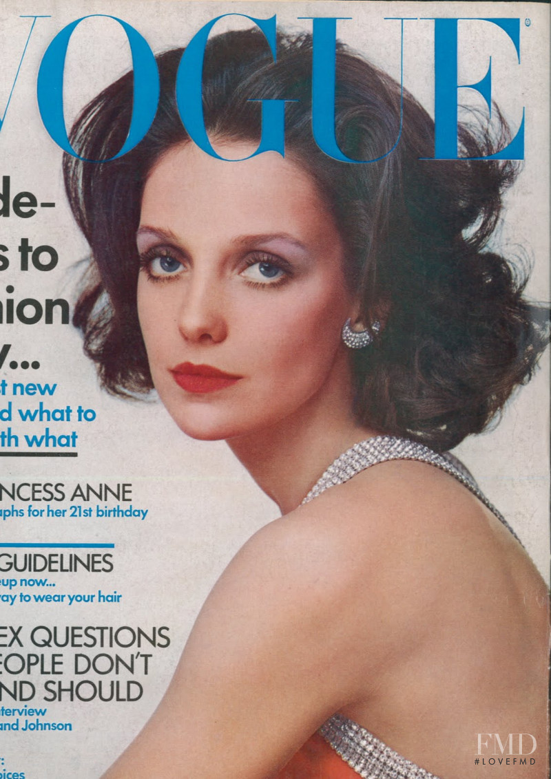 Donna Mitchell featured on the Vogue USA cover from August 1971