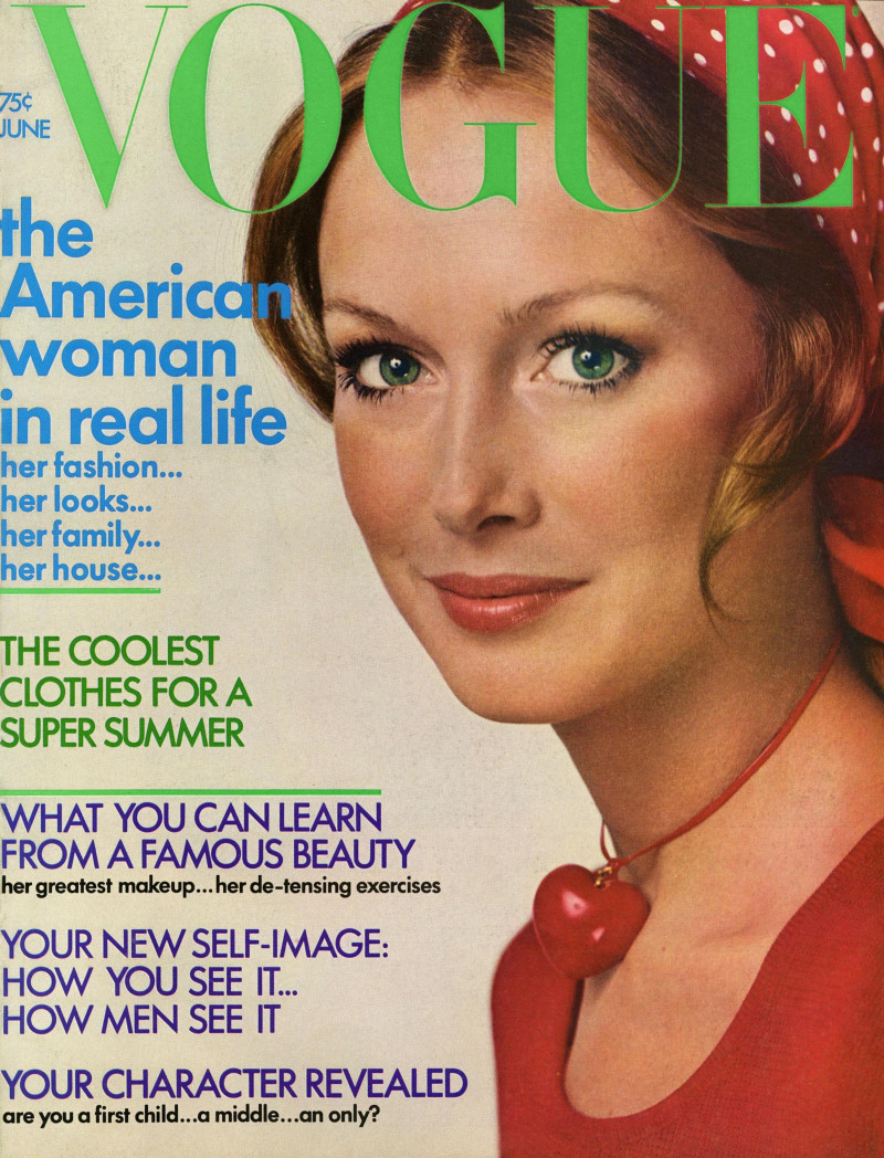 Karen Graham featured on the Vogue USA cover from June 1972