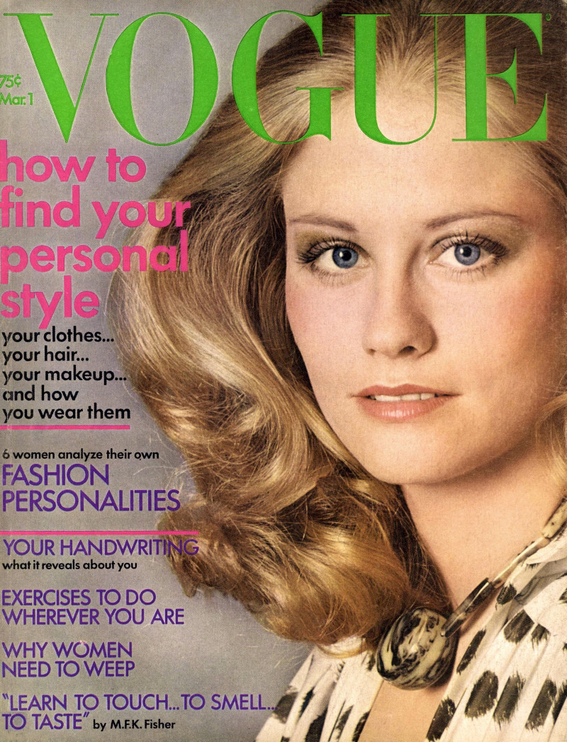 Cybill Shepherd featured on the Vogue USA cover from March 1972