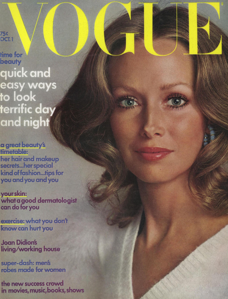 Karen Graham featured on the Vogue USA cover from October 1972